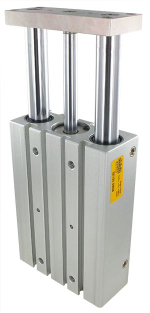 Double acting short stroke pneumatic cylinders with pads