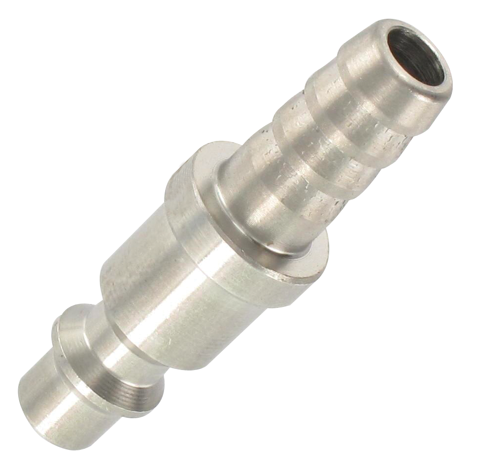 ISO-B barb connector plugs with 5.5 mm bore in stainless steel 303
