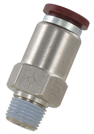 Male check valves \"out\" with push-in connection