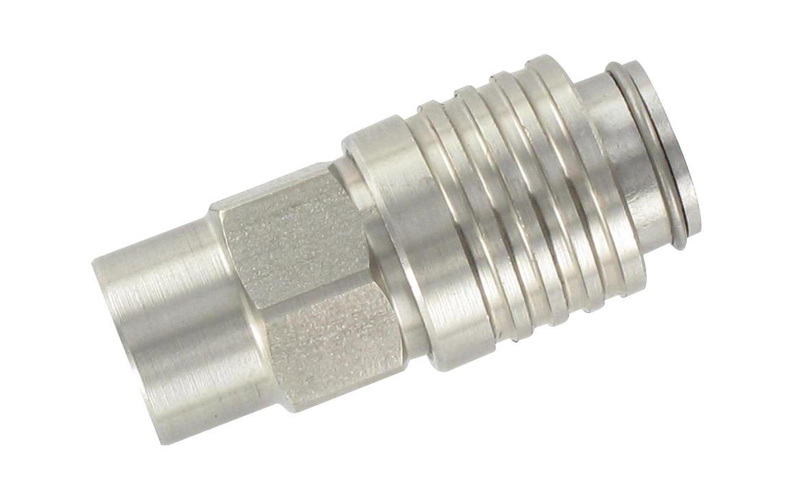 Mini-coupleurs femelle cylindrique passage 5 mm en INOX 316L