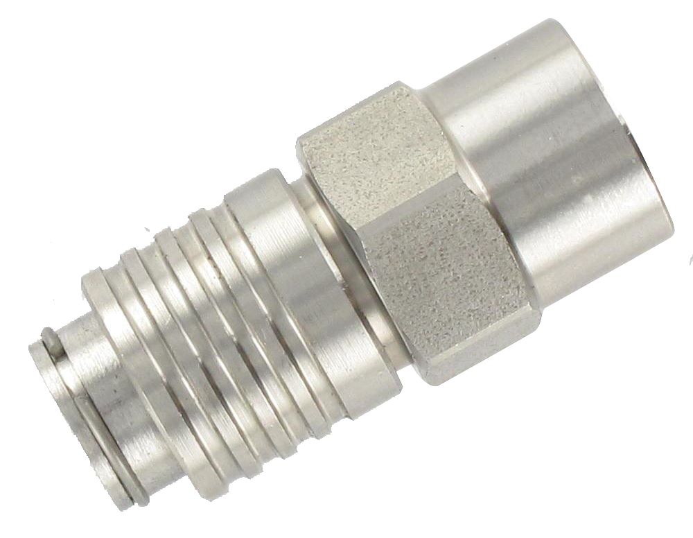 Mini-coupling double shut-off plugs cylindrical female 5 mm passage in stainless steel 316L