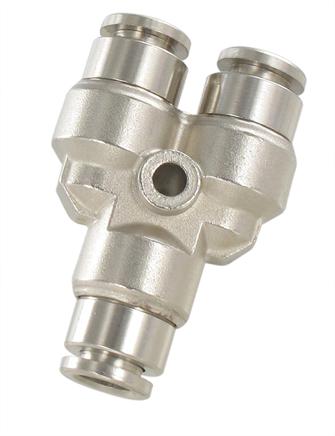 Nickel-plated brass push-in single Y-fittings Fittings and couplings