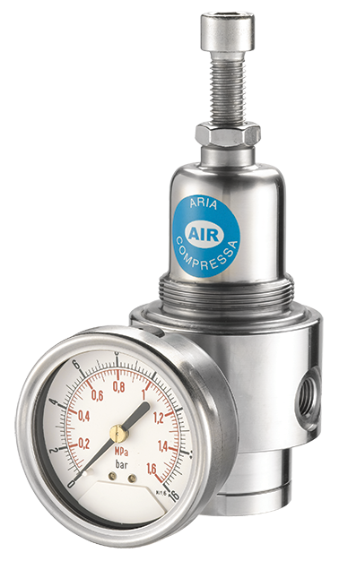 Régulateur pression air comprimé INOX 1/4\" JT VITON 0.8-8 bar+manomètre 0-16 bar