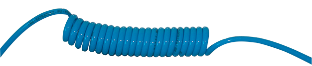Tube spiralé polyuréthane Ø10/6.5 bleu longueur utile 6m + 2 bouts droits Tubes polyuréthane (PU)