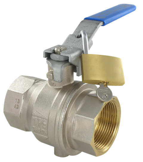 Ball valve for compressed air with lock