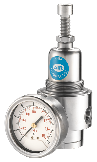 Régulateur pression laiton 1/4 EAU (SR) réglage 0.8-8B+manomètre 0-16B FPM  - Senga