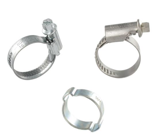 Hose clamps in zinc plated and stainless steel for hoses and pipes SENGA