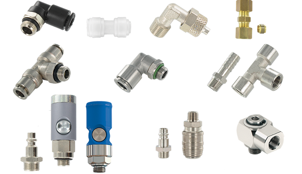 Pneumatic fittings and quick-connect couplings