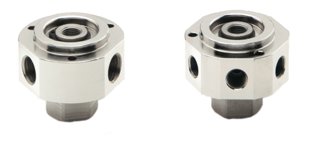 Swivel fittings female/female 1 inlet/3 or 6 outlets for lubricated compressed air, vacuum and water