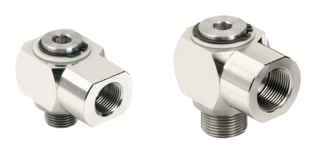 Swivel fittings male/female 1 inlet, 1 outlet for compressed air, vacuum and water