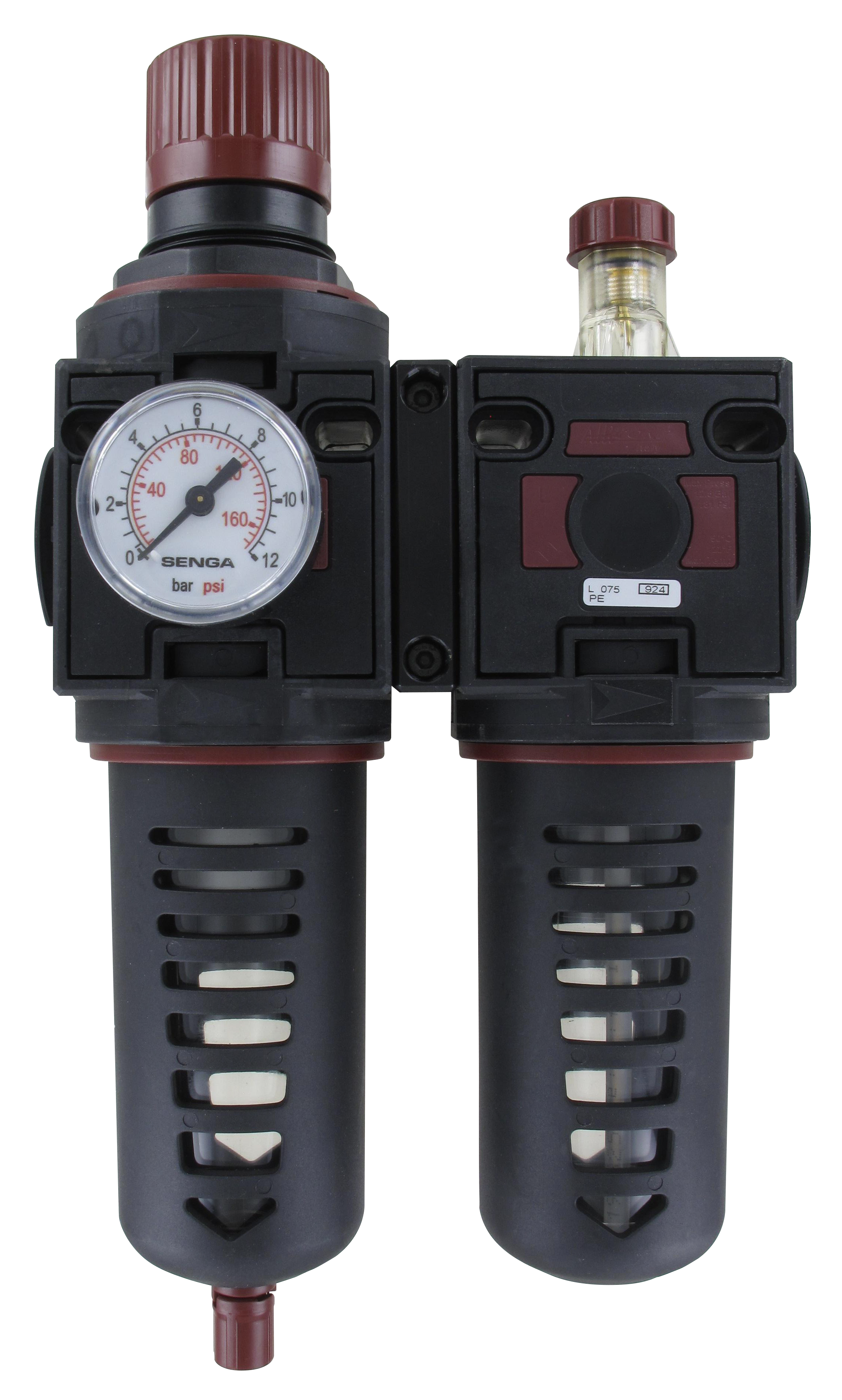 Filter Regulator+Lubricator G1/2'' + pressure gauge 0-8 bar Pneumatic components