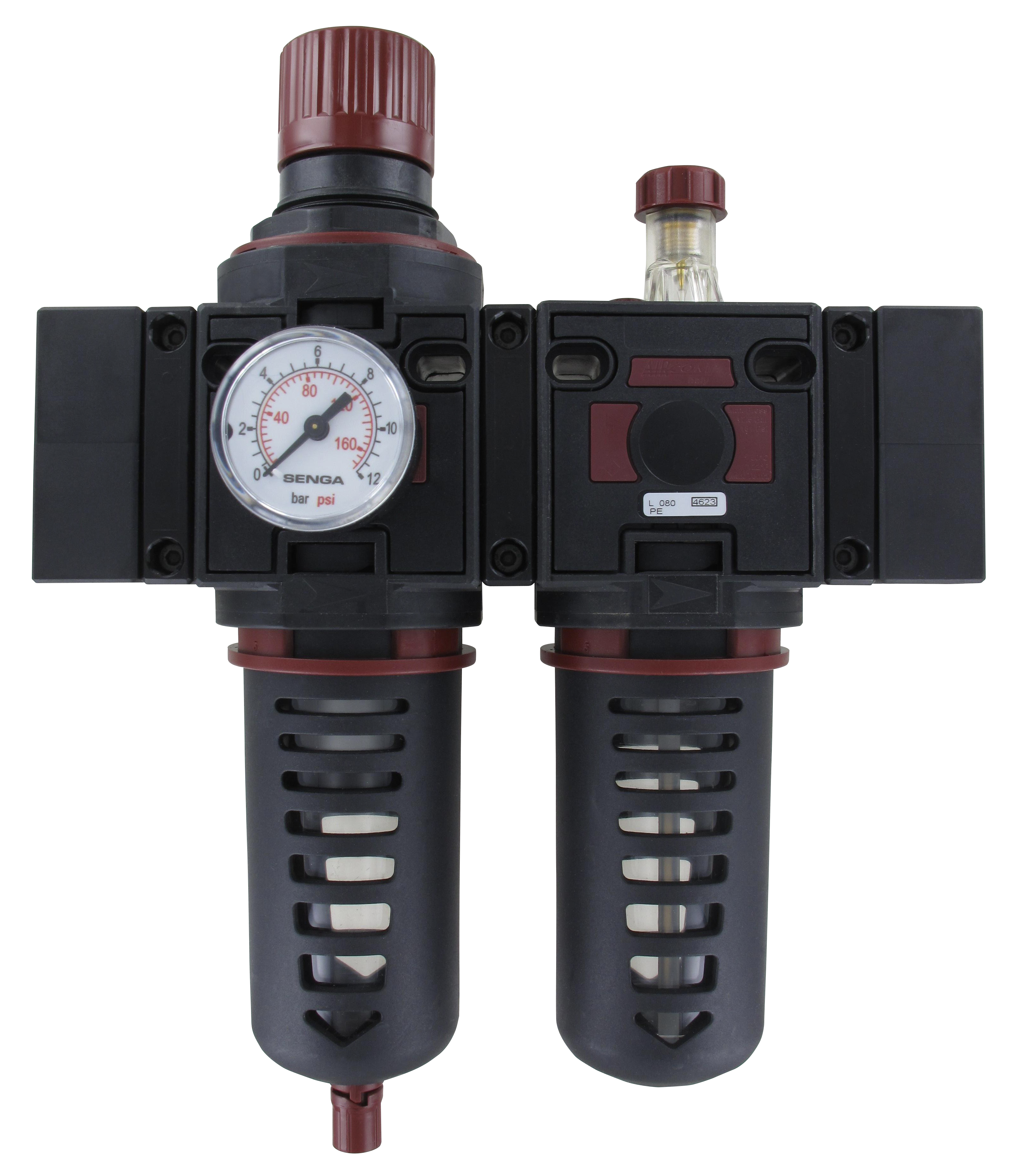 Filter Regulator+Lubricator + 0-8 bar G3/4'' pressure gauge