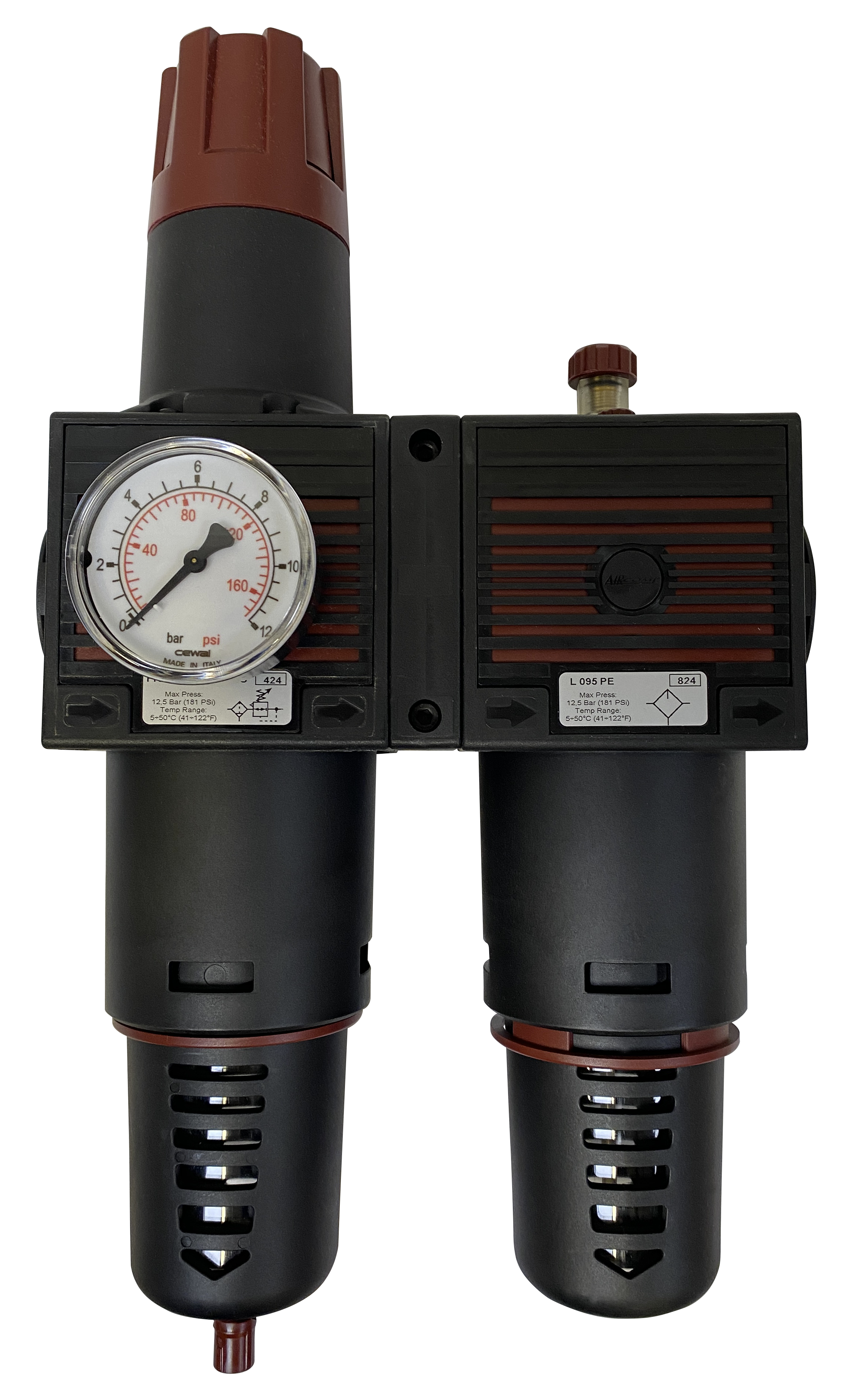 Filter Regulator+Lubricator + 0-8 bar G1'' pressure gauge Pneumatic components