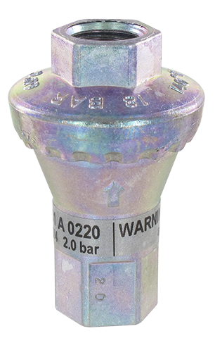 1/4 in-line female/female pressure regulator set at 2 bar Tared pressure regulators and in-line filters