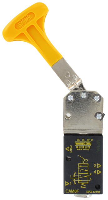 1/8\" 5/2 bistable vertical lever pneumatic valve with yellow T-handle Pneumatic components