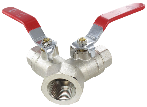 2-way female Y-ball valve, BSP cylindrical - PN 16 1\"-3/4 Nickel-plated brass ball valves