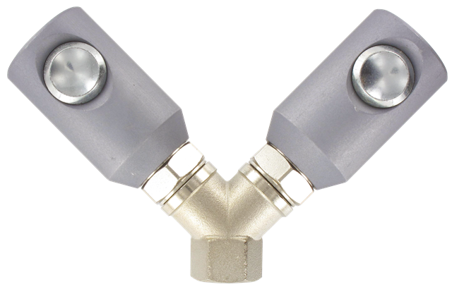 2-way manifolds ISO-C female 8 mm bore Quick-connect couplings