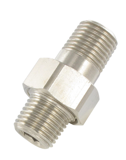 3-piece nickel-plated brass connection fitting with O-ring seal 3/8-1/2 Standard fittings in nickel plated brass