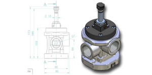 Pneumatic control valve 1" 3/2 NC compressed air - IXEF head MF - 3-way poppet valves - compressed air/vacuum  
