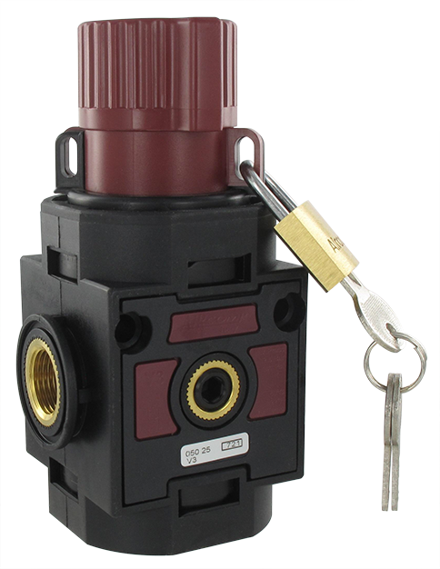 3-way shut-off valve with 1 G3/8'' V padlock Pneumatic components