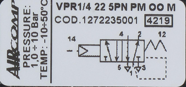 5/2-G1/4 pneumatically operated valve Pneumatic valves 5/2 monostable series 127 (G1/8'' G1/4'' - 800 Nl/min)