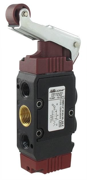 Mechanically operated spool pneumatic valve with one-way roller lever 5/2-G1/4