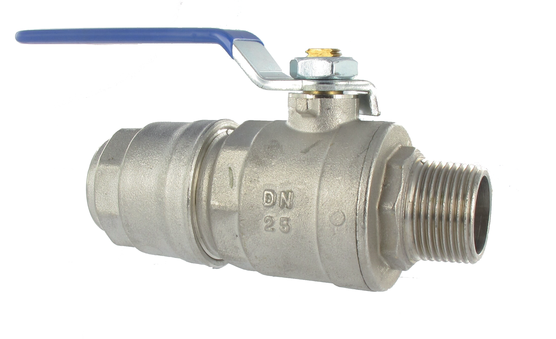 Air system ball valves male BSP cylindrical - nickel plated brass tube