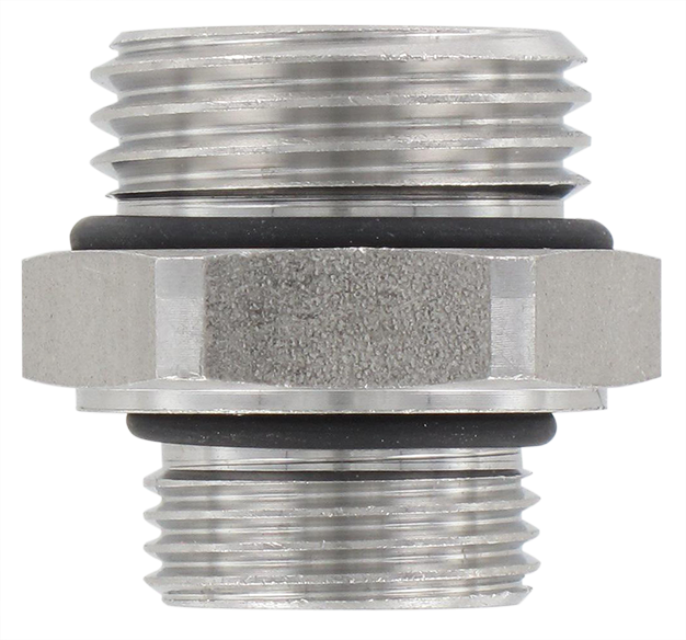 AISI 316Ti stainless steel cylindrical M/M reducer with mounted FKM seal 1/2-3/8 Standard fittings in stainless steel
