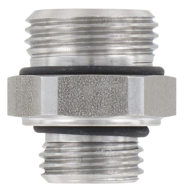 AISI 316Ti stainless steel cylindrical M/M reducer with mounted FKM seal 3/8-1/4 Standard fittings in stainless steel