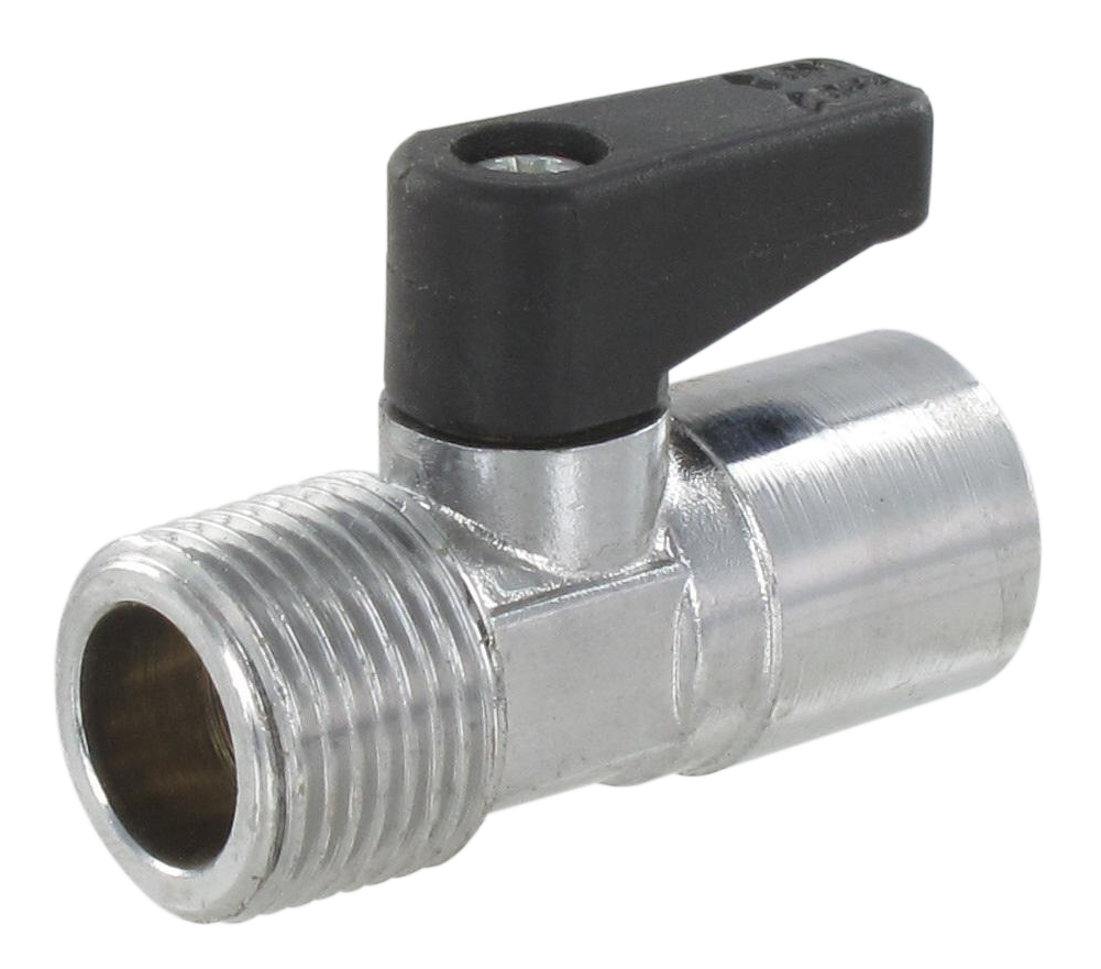 Ball valve male BSP conical / female BSP cylindrical 3/8-1/4\" Nickel-plated brass ball valves