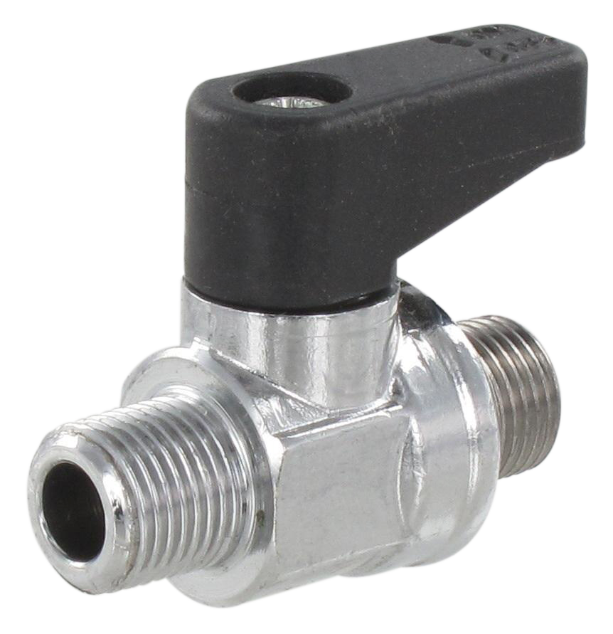 Ball valve male BSP conical / male BSP cylindrical 1/8 Nickel-plated brass ball valves