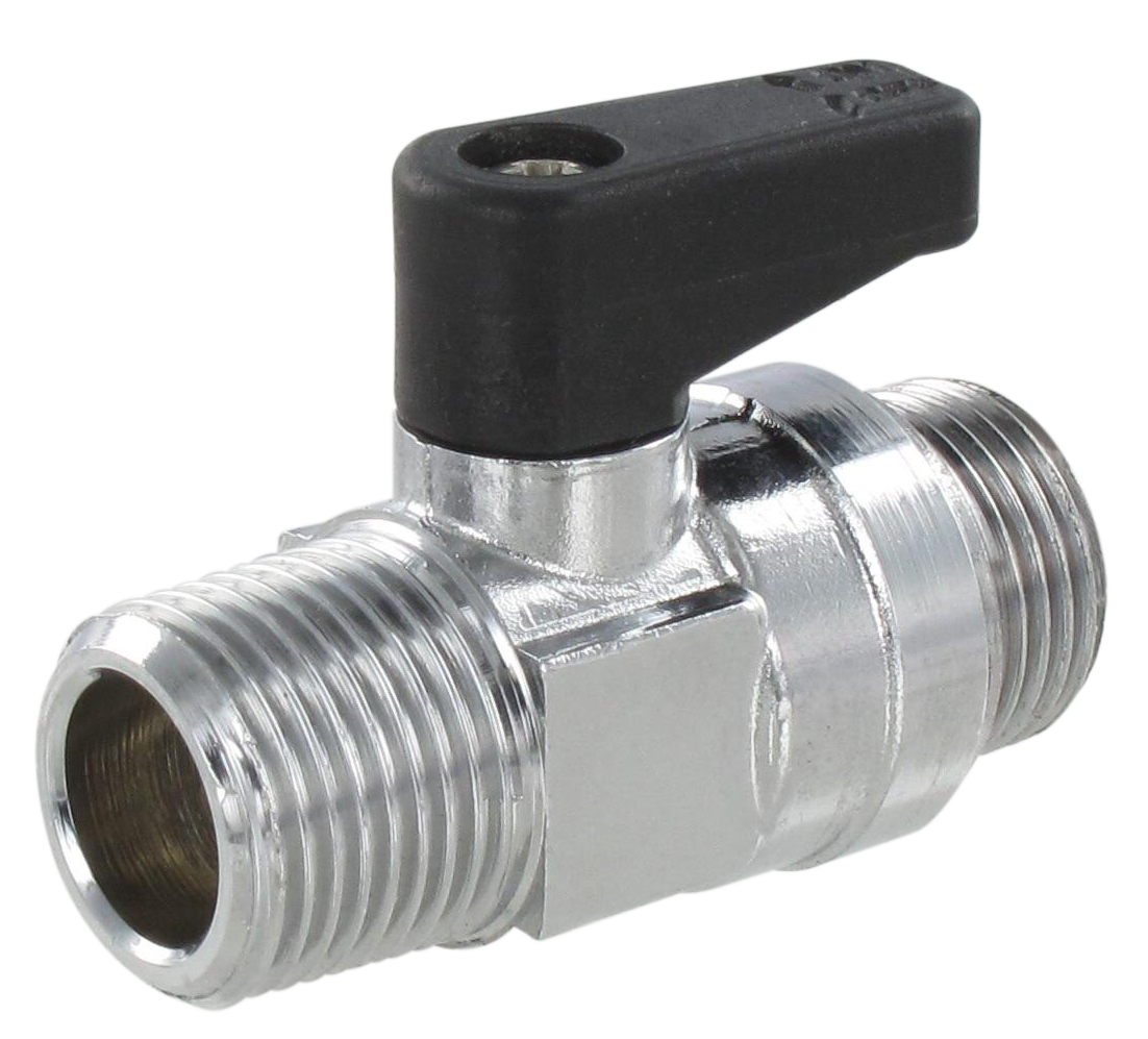 Ball valve male BSP conical / male BSP cylindrical 3/8 Nickel-plated brass ball valves