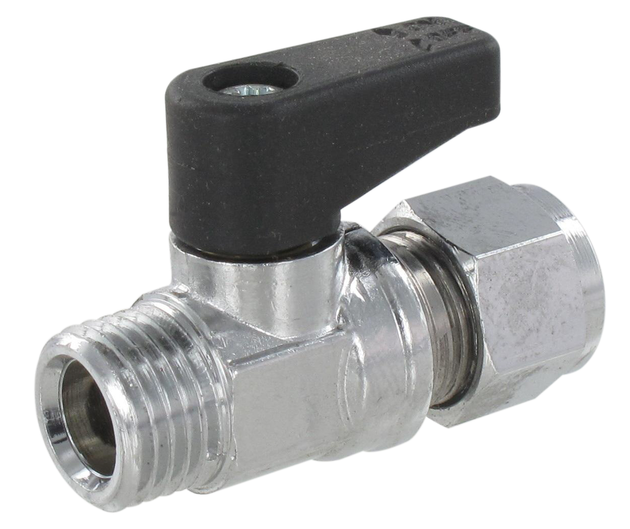 Ball valve with male/tube connection 1/4- 8 Nickel-plated brass ball valves