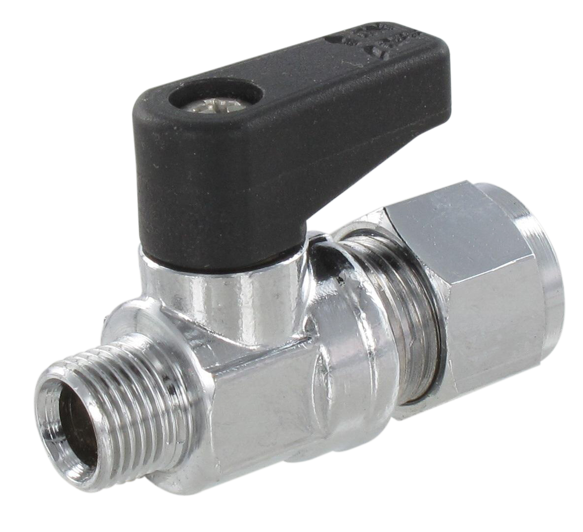 Ball valve with male/tube connection 1/8- 8 Nickel-plated brass ball valves