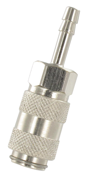 Barb connector micro-couplings 2.7 mm bore in nickel plated brass