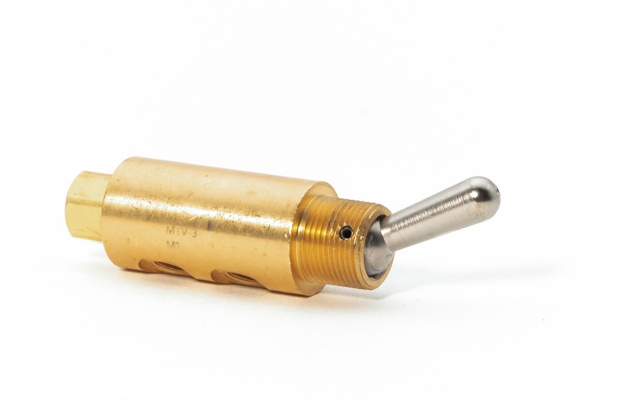Brass 3/2 bistable switch #10-32 zinc plated steel lever Pneumatic valves
