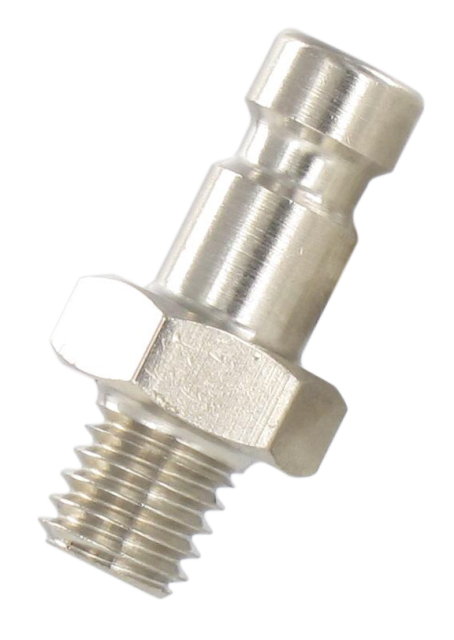 BSP cylindrical male micro-plugs 2.7 mm bore in nickel plated brass