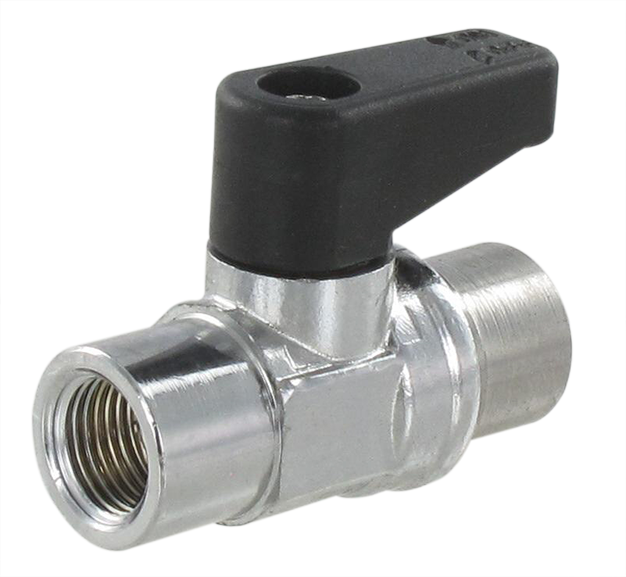 BSP female ball valve with pressure relief 1/8 - 1/8 Nickel-plated brass ball valves