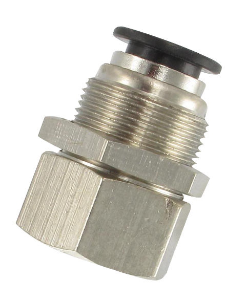BSP female bulkhead push-in fittings with nickel-plated brass body