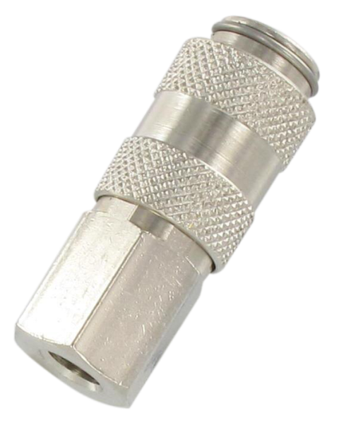 BSP female micro-couplings 2.7 mm bore in nickel plated brass