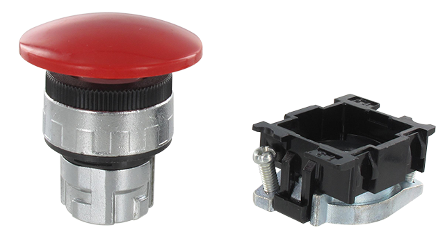 Commande panneau séries 100/120 bouton oscillant pneumatique Ø40 RM 055 R rouge Distributeurs pneumatiques commandes à panneau