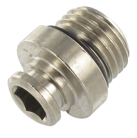 Cylindrical BSP base pin in nickel-plated brass with o-ring 3/8
