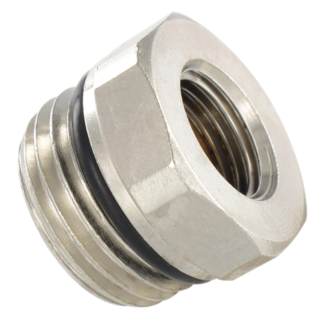 Cylindrical male / female reducer in nickel-plated brass with mounted seal 3/8-1/4 Standard fittings