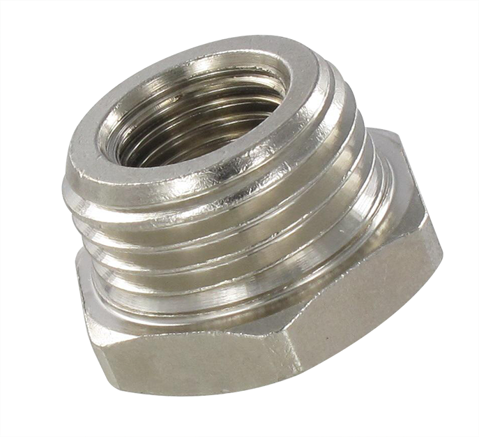 Cylindrical male / female reducer in nickel-plated brass 3/8-1/8