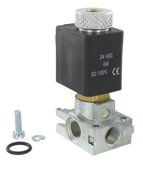 3/2-way mini solenoid valve NC manual override bistable Ø2-24VDC EP - Direct operated mini solenoid valves - 1/8 