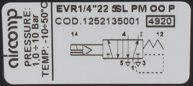 Distributeur à commande électro-pneumatique 5/2-G1/4 pneu-méc. Distributeurs électro-pneumatiques 5/2 monostables série 125 (G1/8'' G1/4'' - 800 Nl/min)