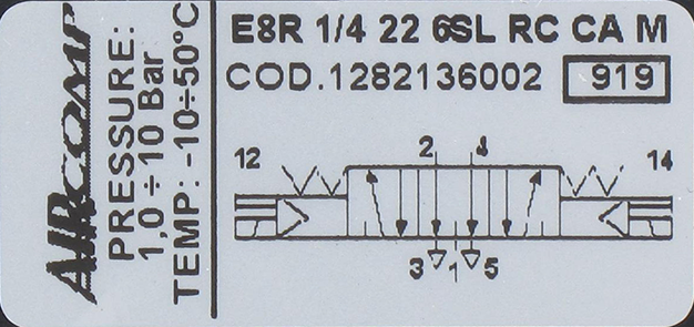 Distributeur à commande électropneumatique 5/3-G1/4 retour centre ouvert Distributeurs électro-pneumatiques 5/2 bistable 5/3 série 128 (G1/4'' - 650 à 1000 Nl/min)