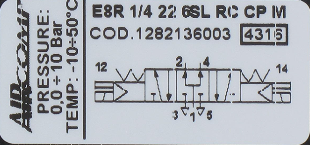 Distributeur à commande électropneumatique 5/3-G1/4  Distributeurs électro-pneumatiques 5/2 bistable 5/3 série 128 (G1/4'' - 650 à 1000 Nl/min)