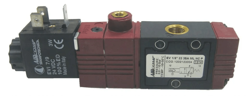 Distributeur électro-pneumatique 1/8\" 22mm 3/2 asservi pneumo-mécanique NO Produits AIRCOMP®