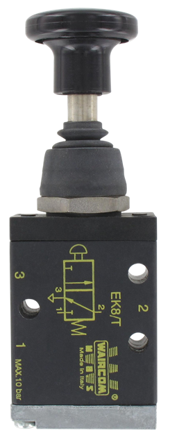 Distributeur pneumatique à bouton poussoir 3/2-G1/8 monostable NO-NF